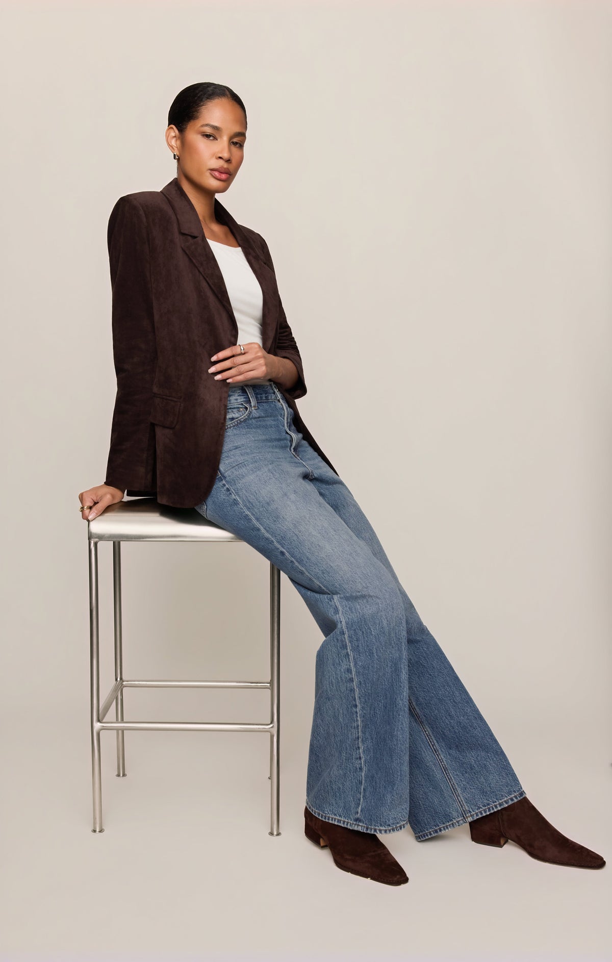 Z SUPPLY Evan Faux Suede Oversized Blazer - Dark Roast