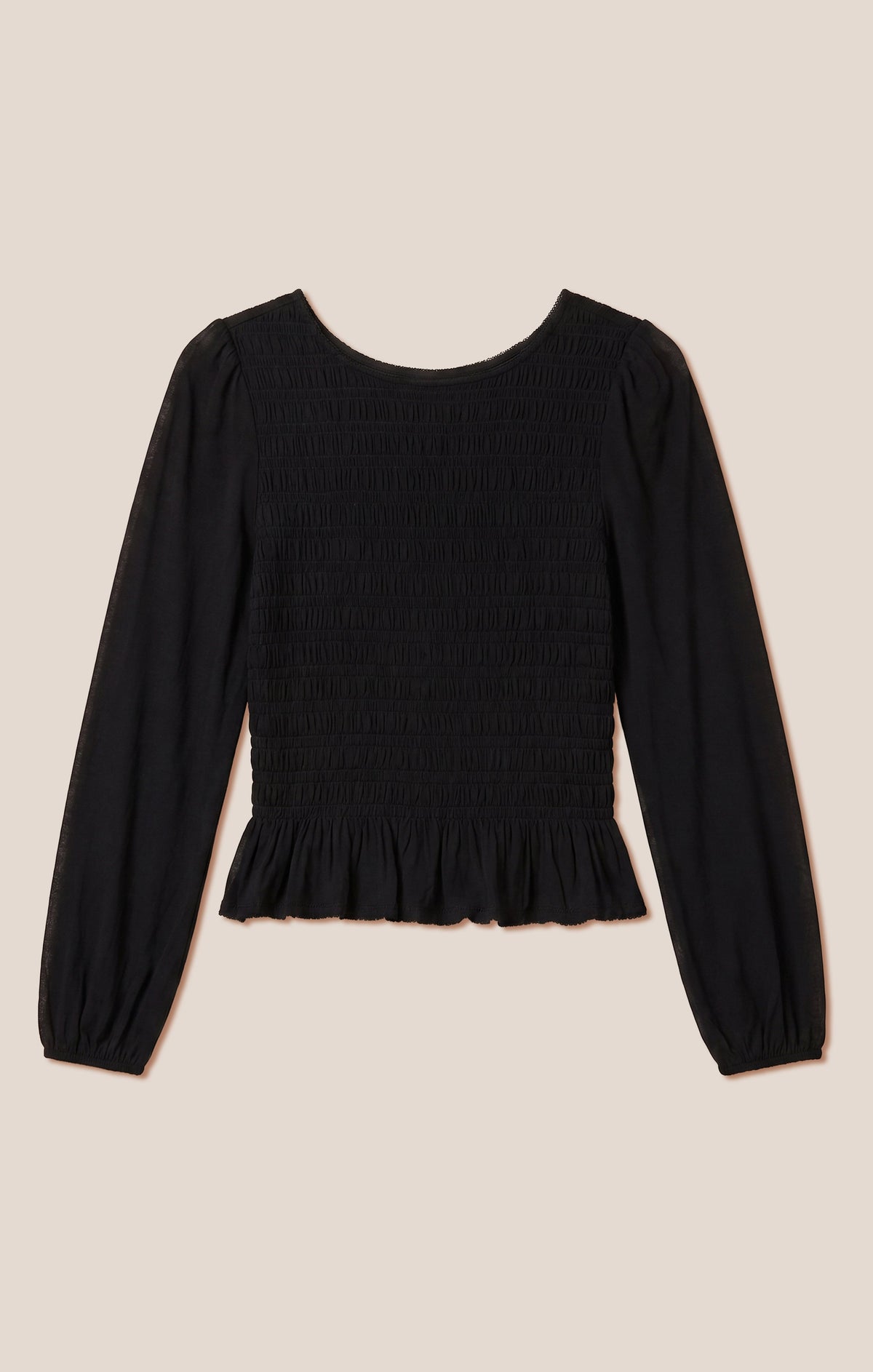 Z SUPPLY Carey Smocked Peplum Top - Black