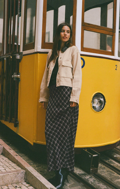 Z SUPPLY Europa Plaid Maxi Skirt - Ash Black