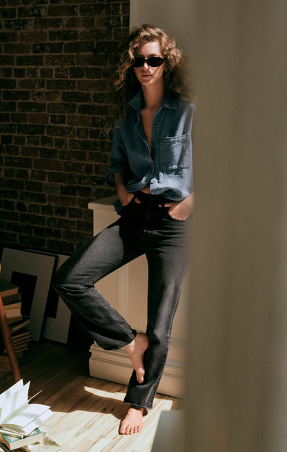 Z SUPPLY The Muse High-Rise Straight Denim - Nocturne