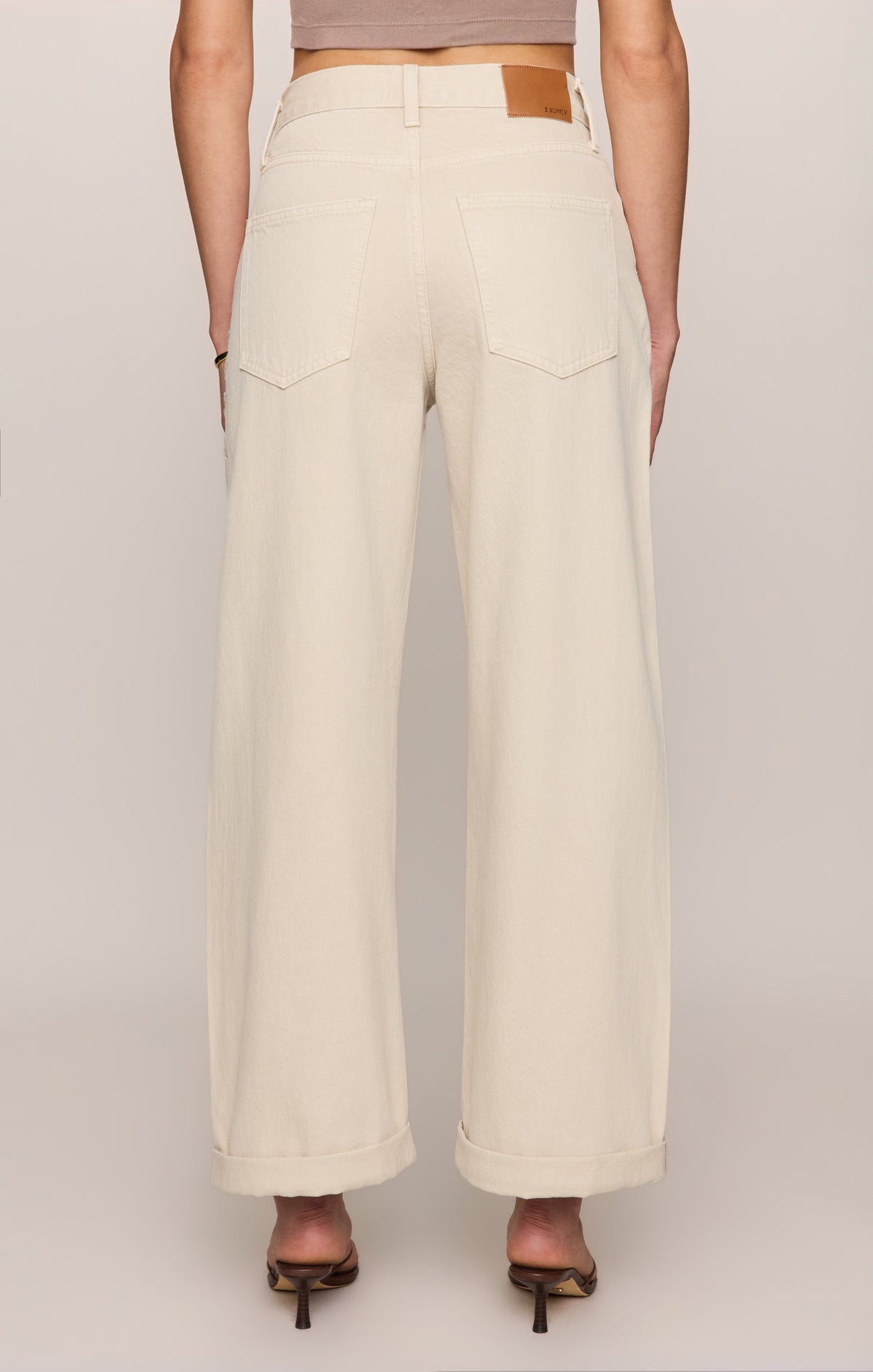 Z SUPPLY The Show Off High-Rise Bowed Denim - Soapstone