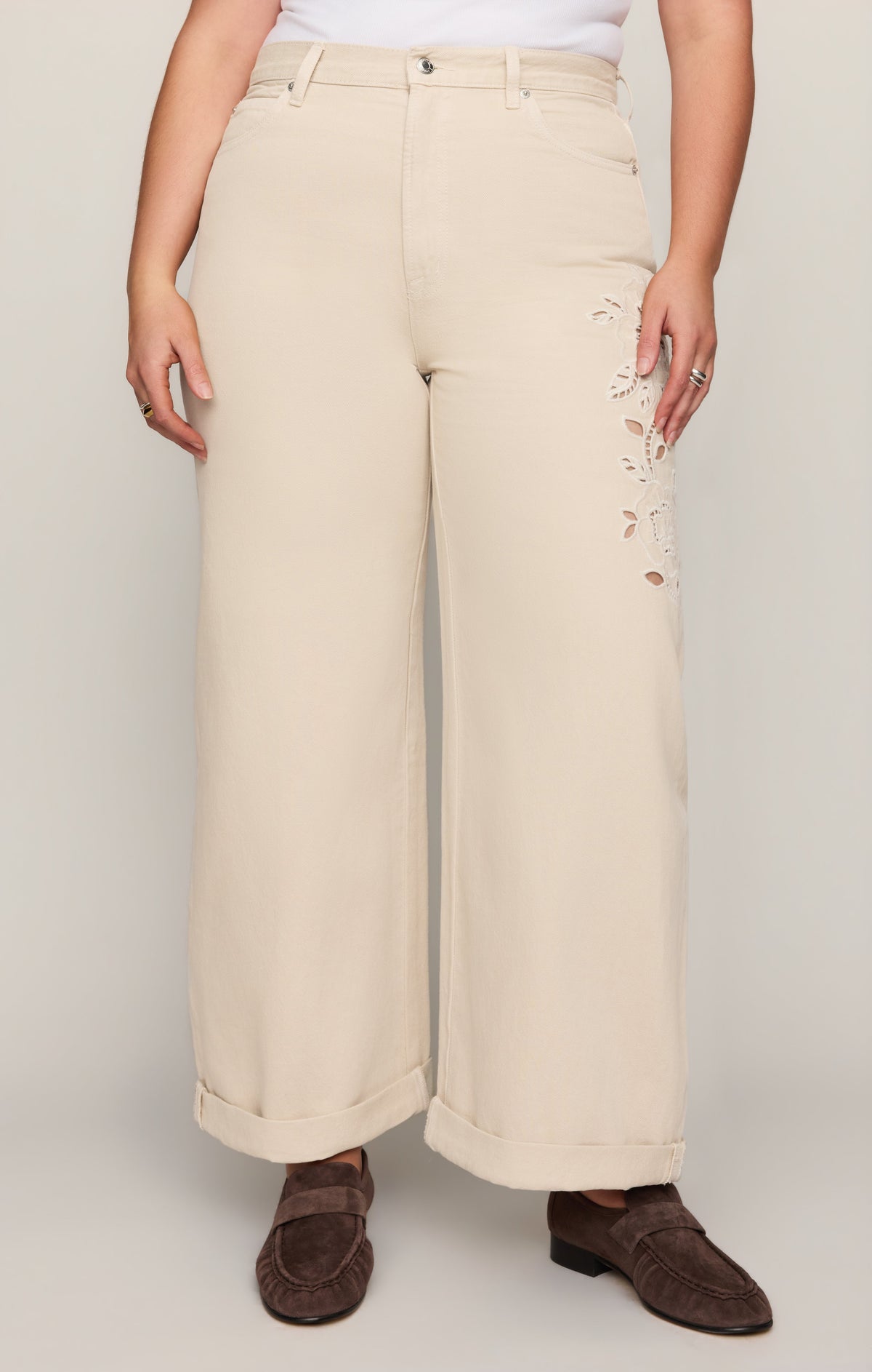 Z SUPPLY The Show Off High-Rise Bowed Denim - Soapstone