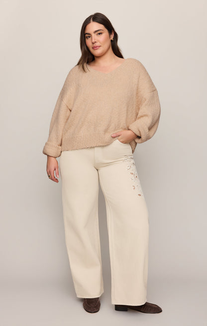 Z SUPPLY The Show Off High-Rise Bowed Denim - Soapstone