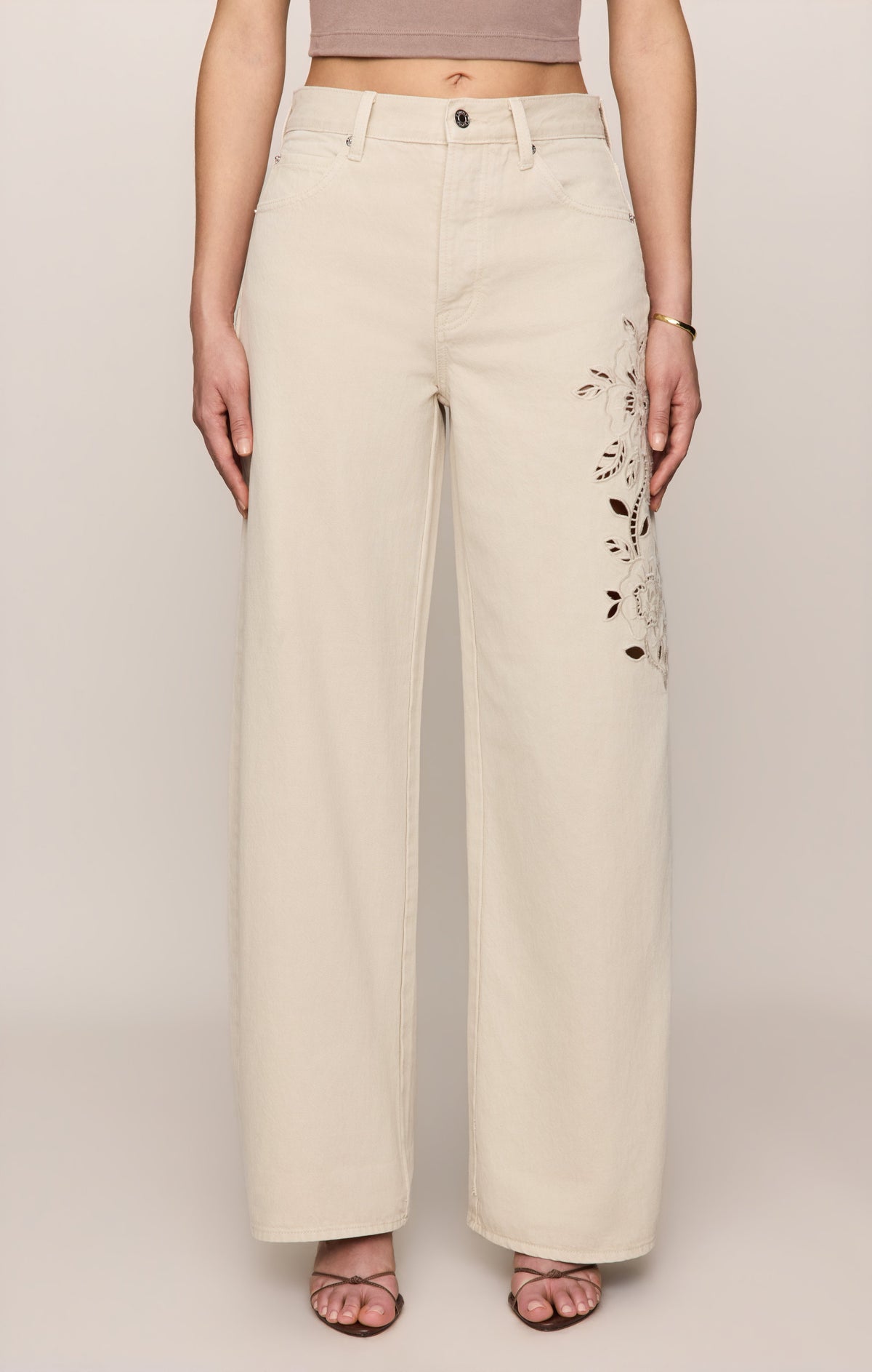Z SUPPLY The Show Off High-Rise Bowed Denim - Soapstone