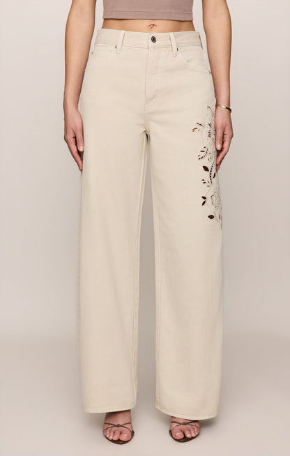 Z SUPPLY The Show Off High-Rise Bowed Denim - Soapstone
