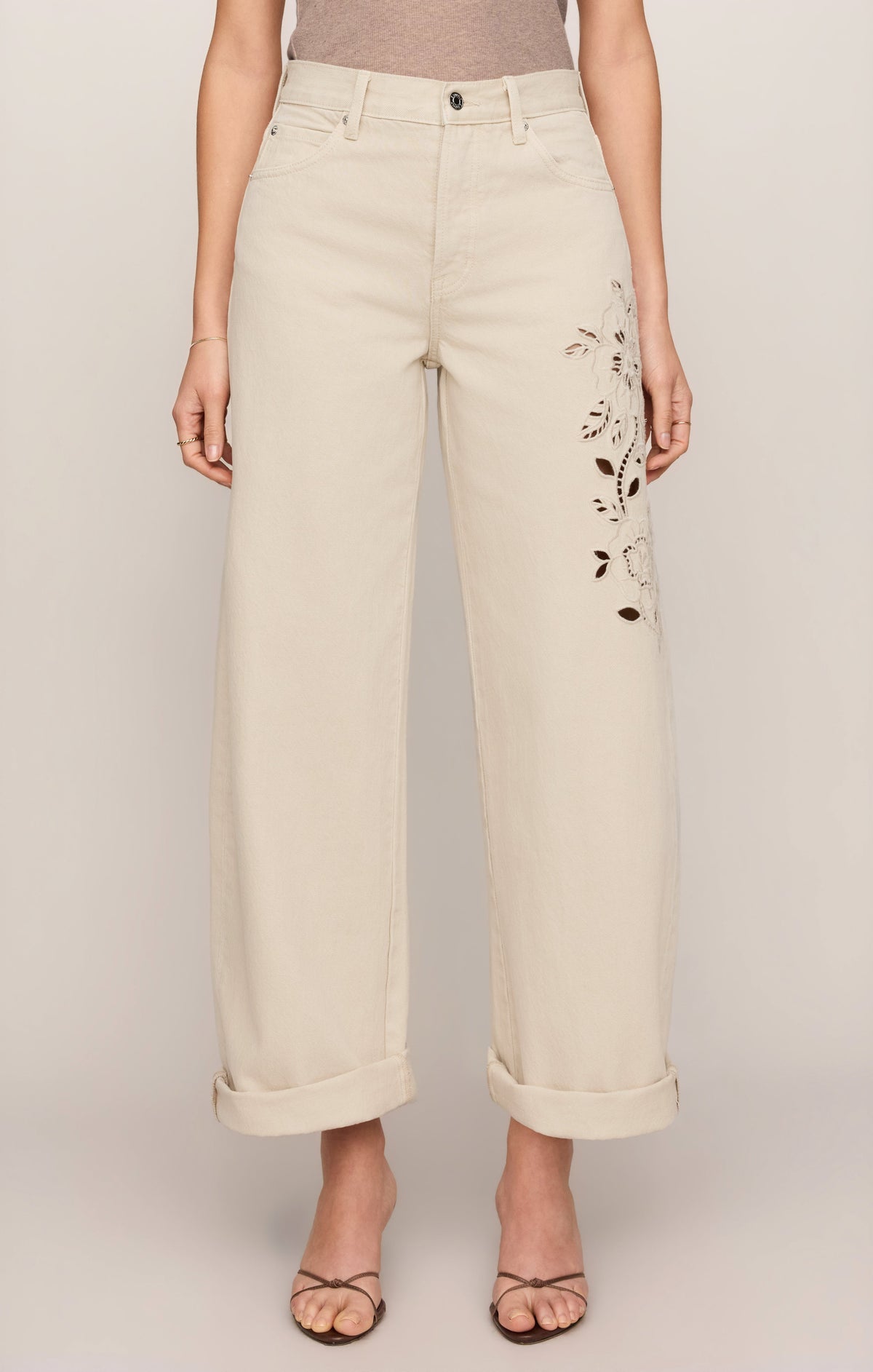 Z SUPPLY The Show Off High-Rise Bowed Denim - Soapstone