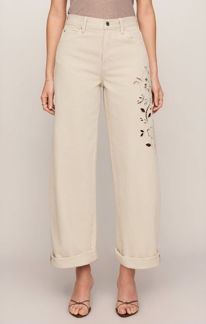Z SUPPLY The Show Off High-Rise Bowed Denim - Soapstone
