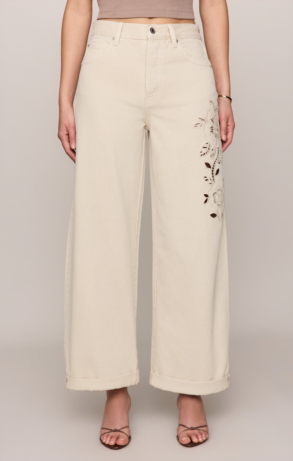 Z SUPPLY The Show Off High-Rise Bowed Denim - Soapstone