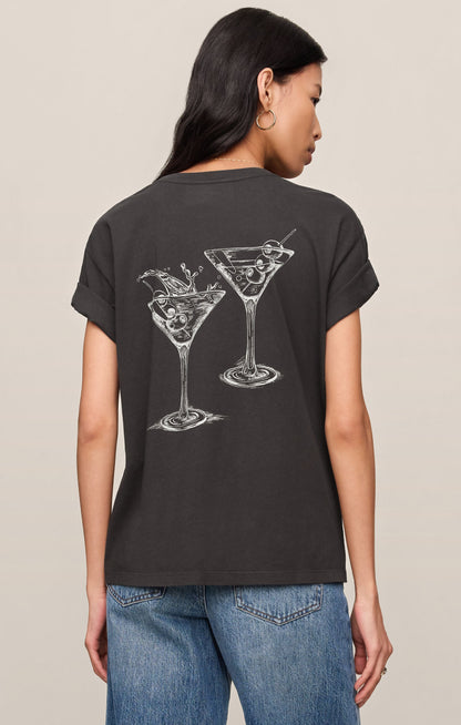 Z SUPPLY Martini Graphic Boyfriend Tee - Black Sand
