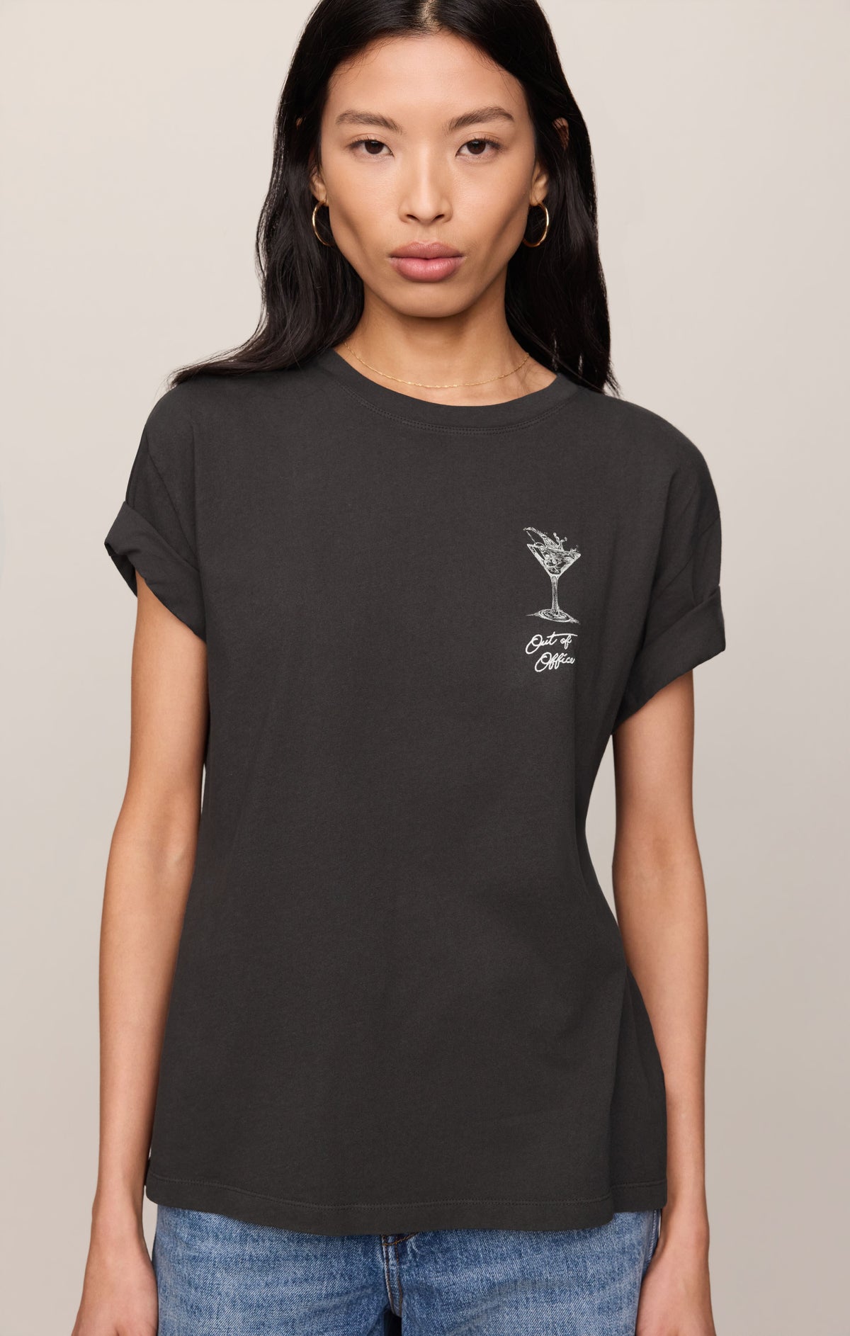 Z SUPPLY Martini Graphic Boyfriend Tee - Black Sand