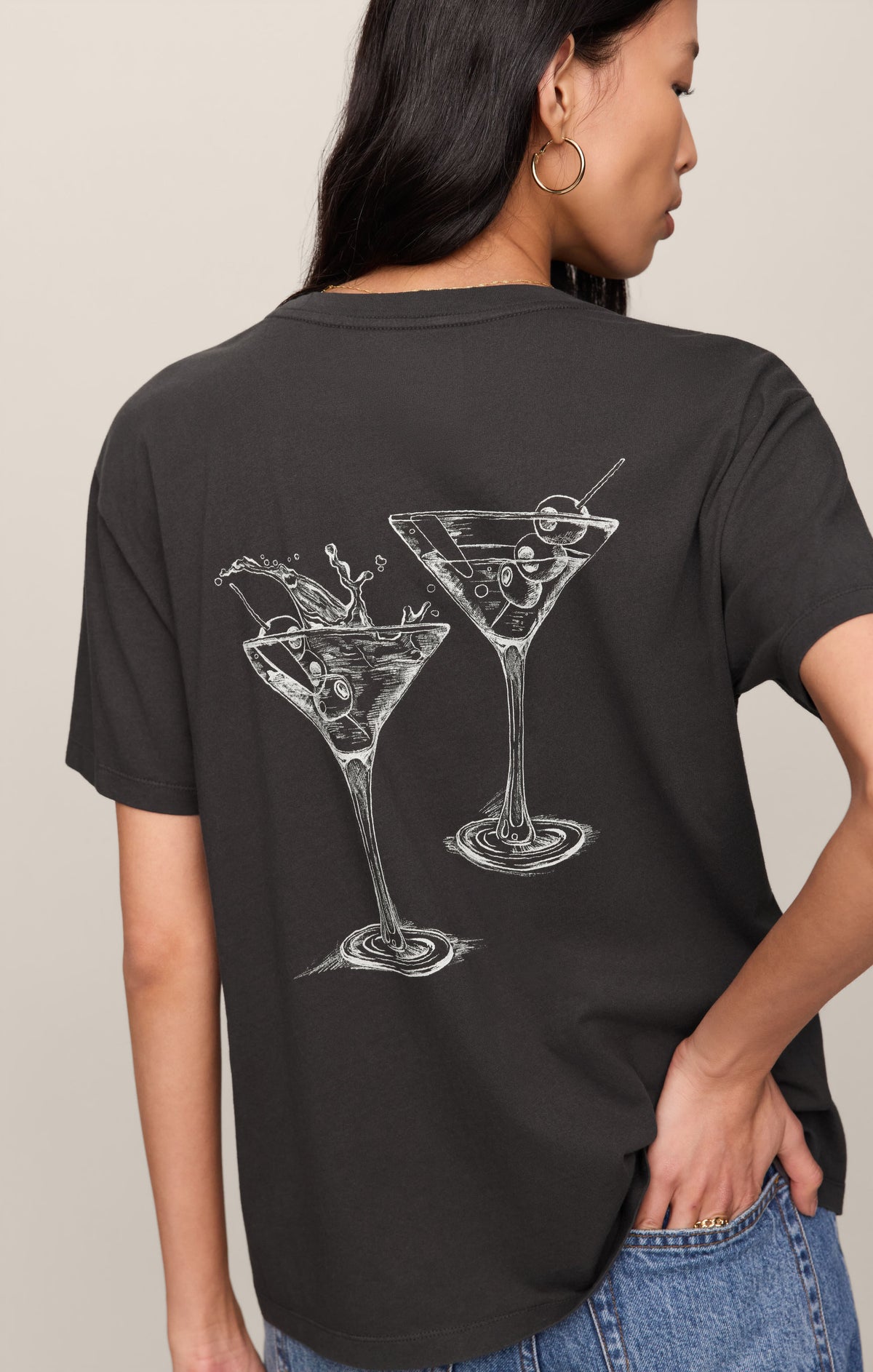 Z SUPPLY Martini Graphic Boyfriend Tee - Black Sand