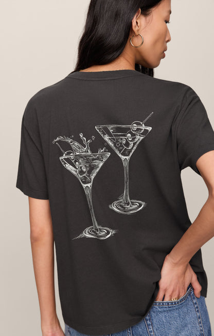 Z SUPPLY Martini Graphic Boyfriend Tee - Black Sand