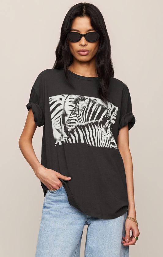 Z SUPPLY Zebra Graphic Boyfriend Tee - Black Sand
