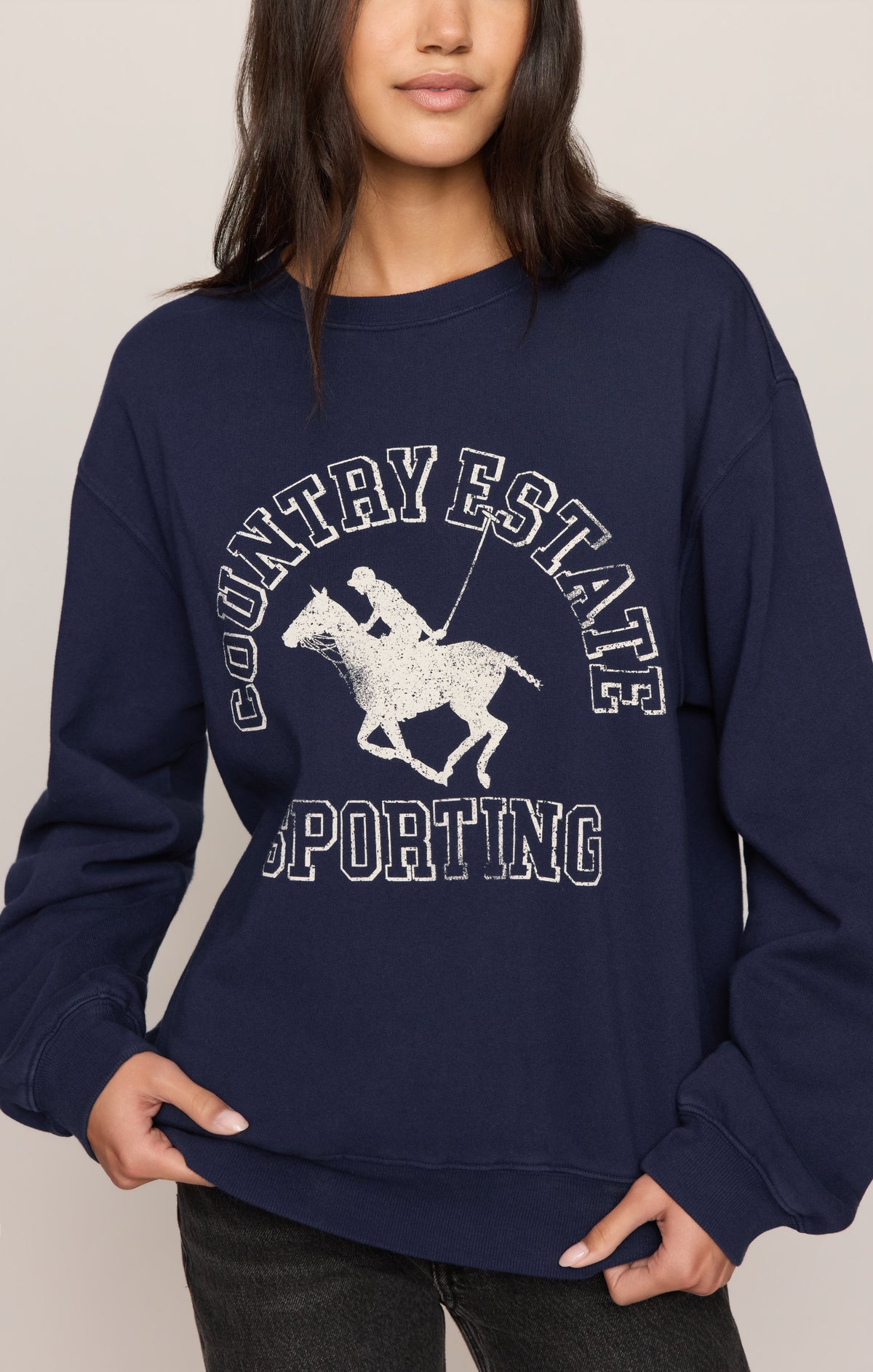Z SUPPLY Estate Boyfriend Graphic Sweatshirt - Oxford Blue