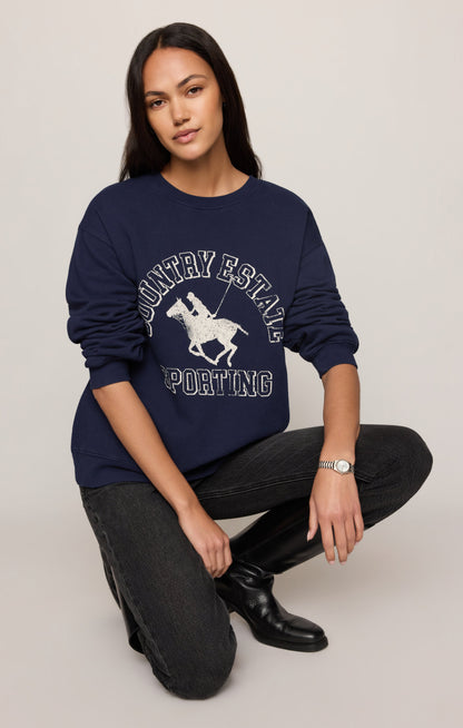 Z SUPPLY Estate Boyfriend Graphic Sweatshirt - Oxford Blue