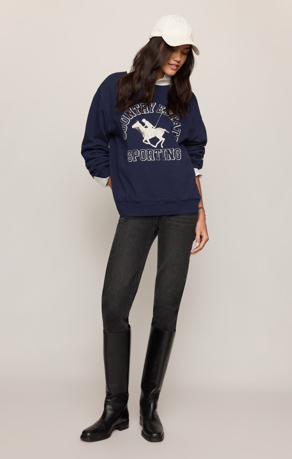 Z SUPPLY Estate Boyfriend Graphic Sweatshirt - Oxford Blue