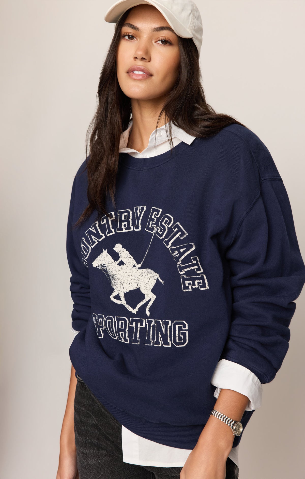 Z SUPPLY Estate Boyfriend Graphic Sweatshirt - Oxford Blue