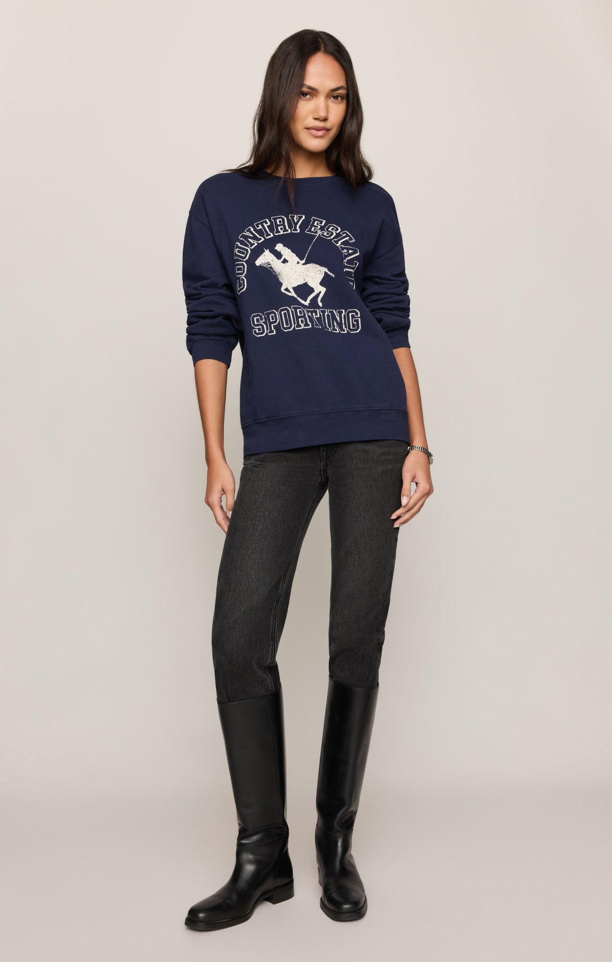 Z SUPPLY Estate Boyfriend Graphic Sweatshirt - Oxford Blue