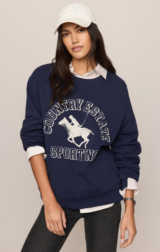 Z SUPPLY Estate Boyfriend Graphic Sweatshirt - Oxford Blue