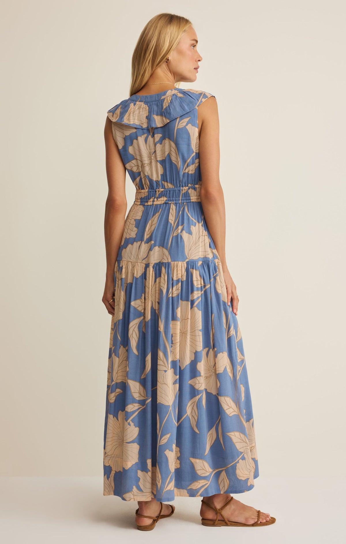 Z SUPPLY Malene Bloom Floral Maxi Dress - Lake Blue