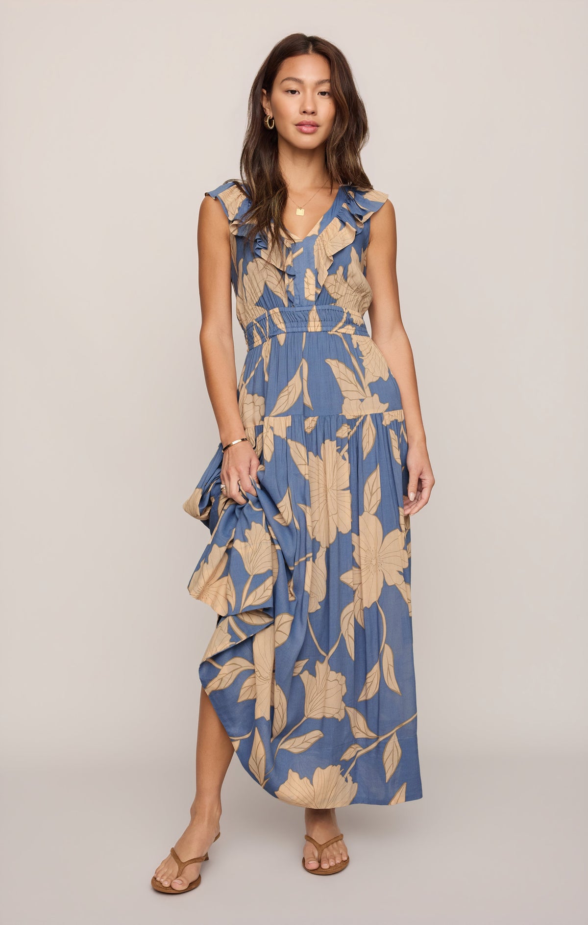 Z SUPPLY Malene Bloom Floral Maxi Dress - Lake Blue