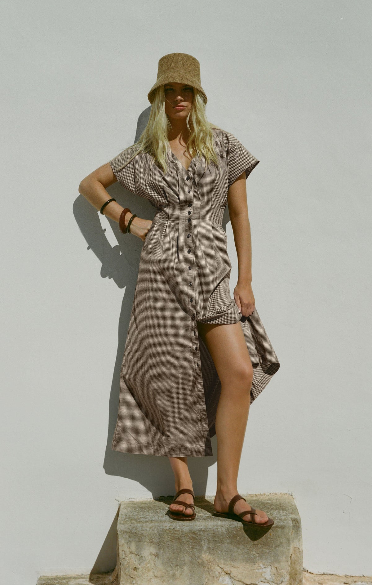Z SUPPLY Sanna Gingham Maxi Dress - Dark Chocolate