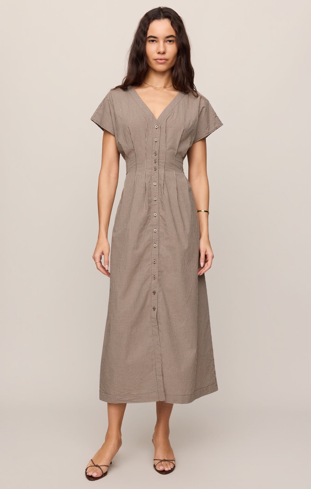 Z SUPPLY Sanna Gingham Maxi Dress - Dark Chocolate