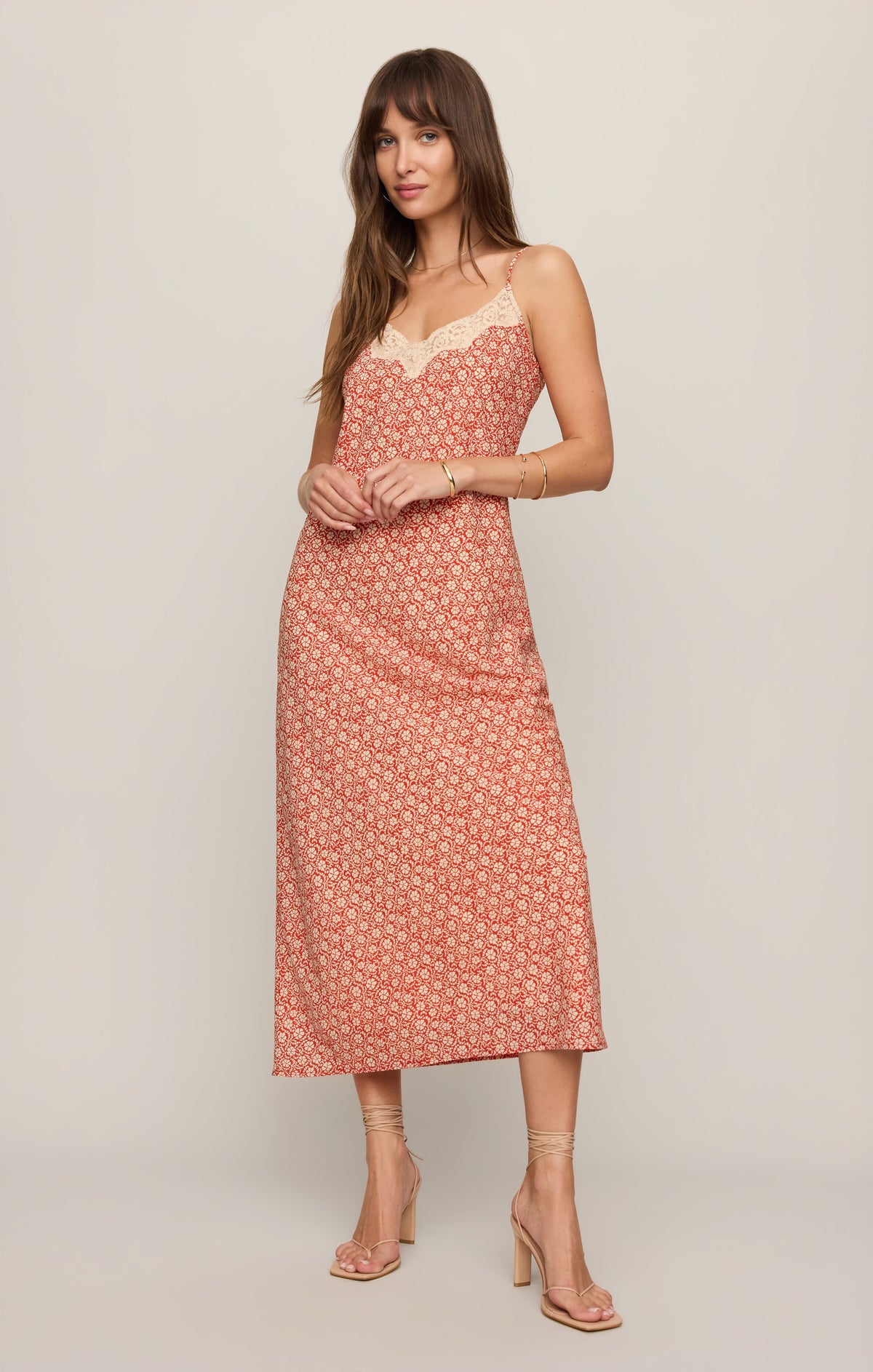 Z SUPPLY Emela Iris Floral Midi Dress - Chili Pepper