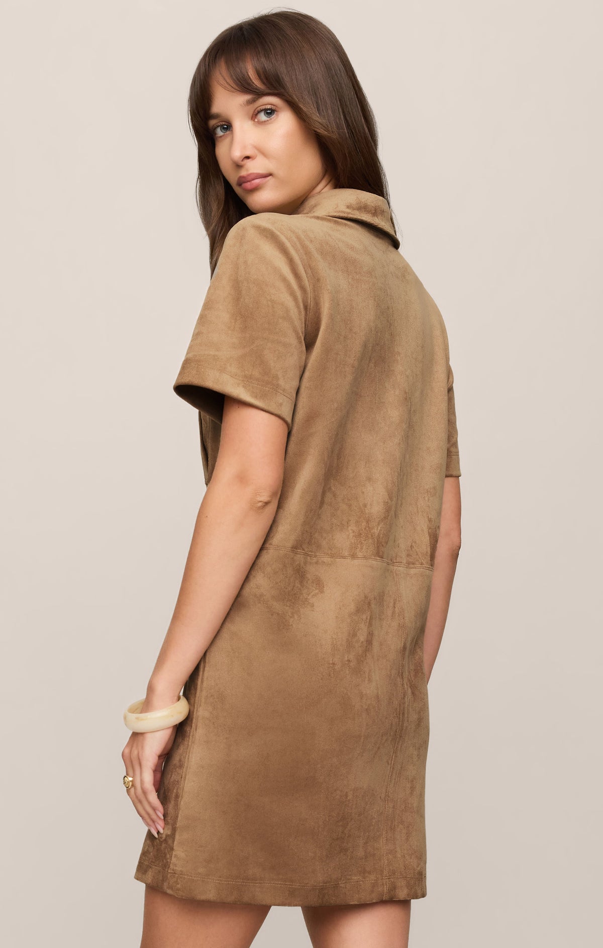 Z SUPPLY Leone Faux Suede Mini Dress - Light Sand