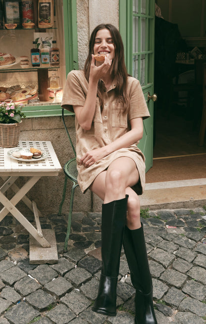 Z SUPPLY Leone Faux Suede Mini Dress - Light Sand