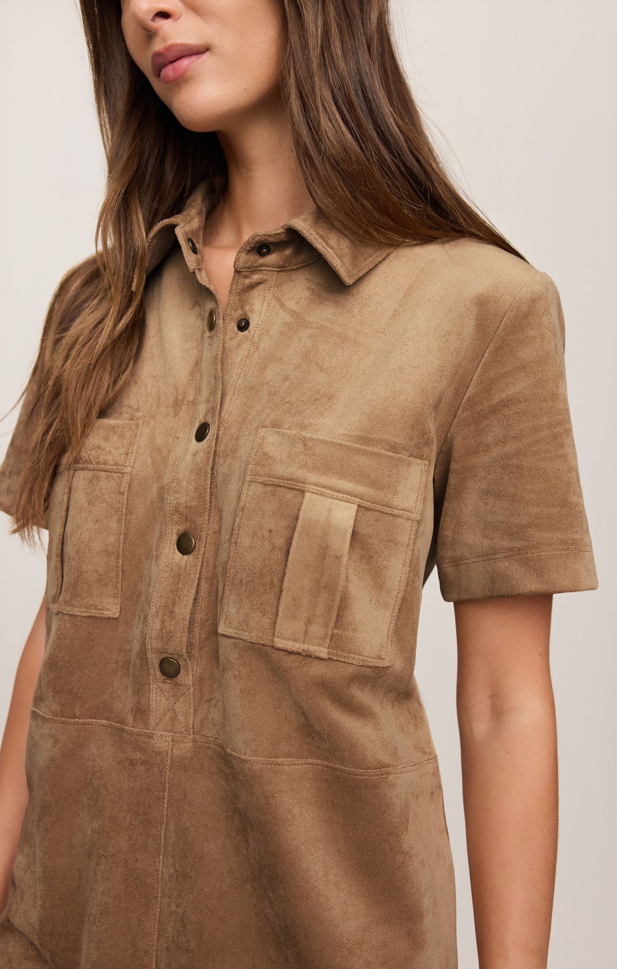 Z SUPPLY Leone Faux Suede Mini Dress - Light Sand