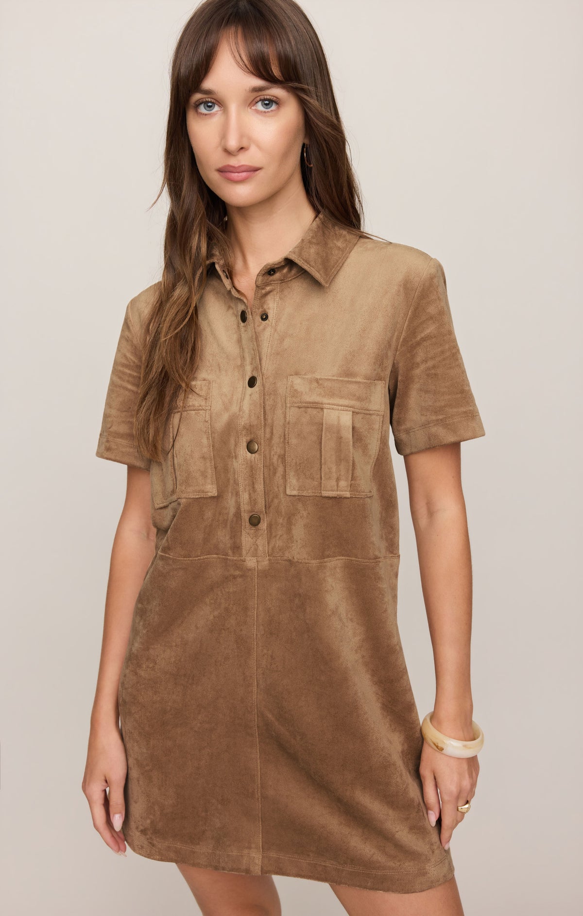 Z SUPPLY Leone Faux Suede Mini Dress - Light Sand