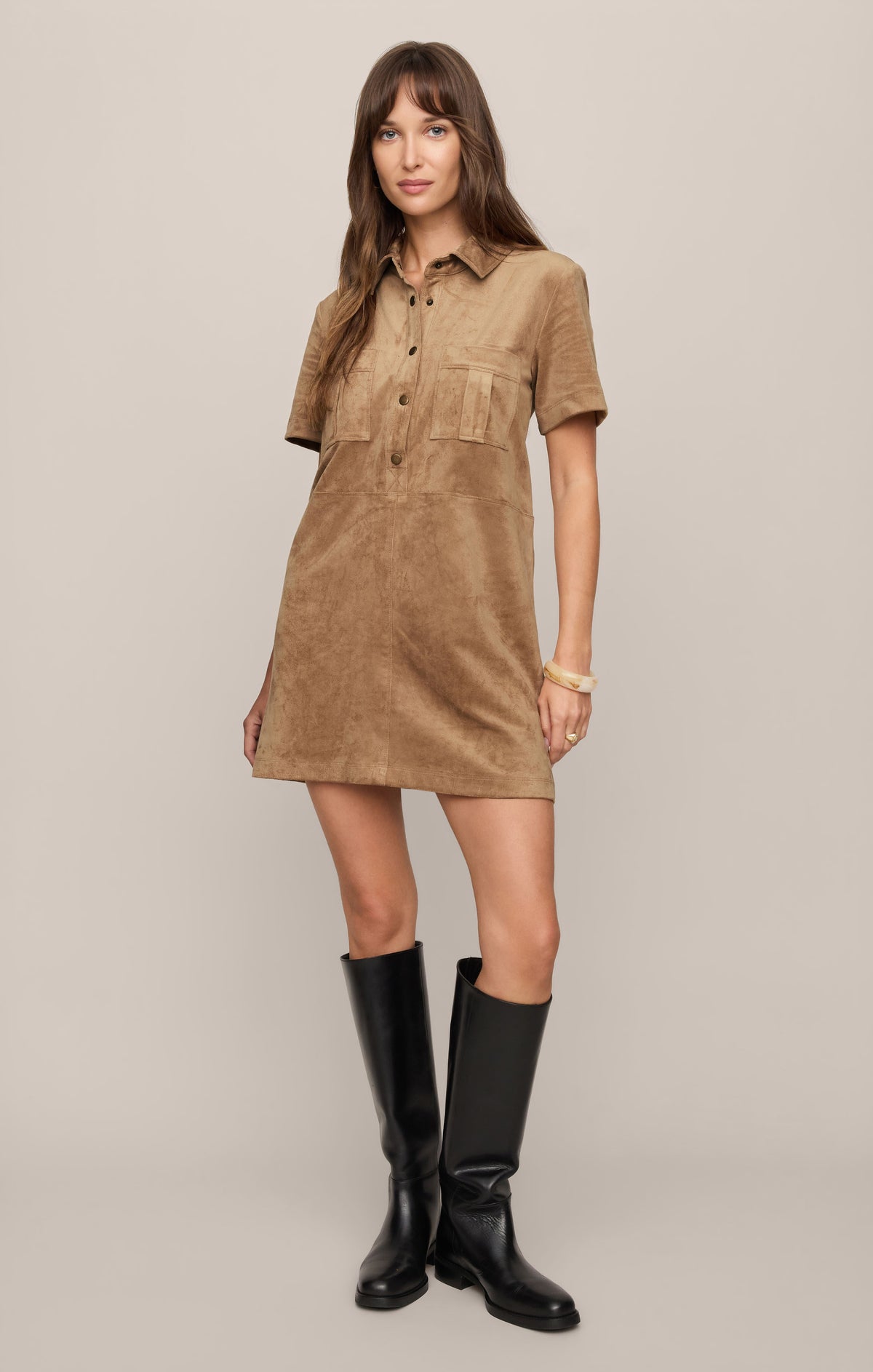 Z SUPPLY Leone Faux Suede Mini Dress - Light Sand