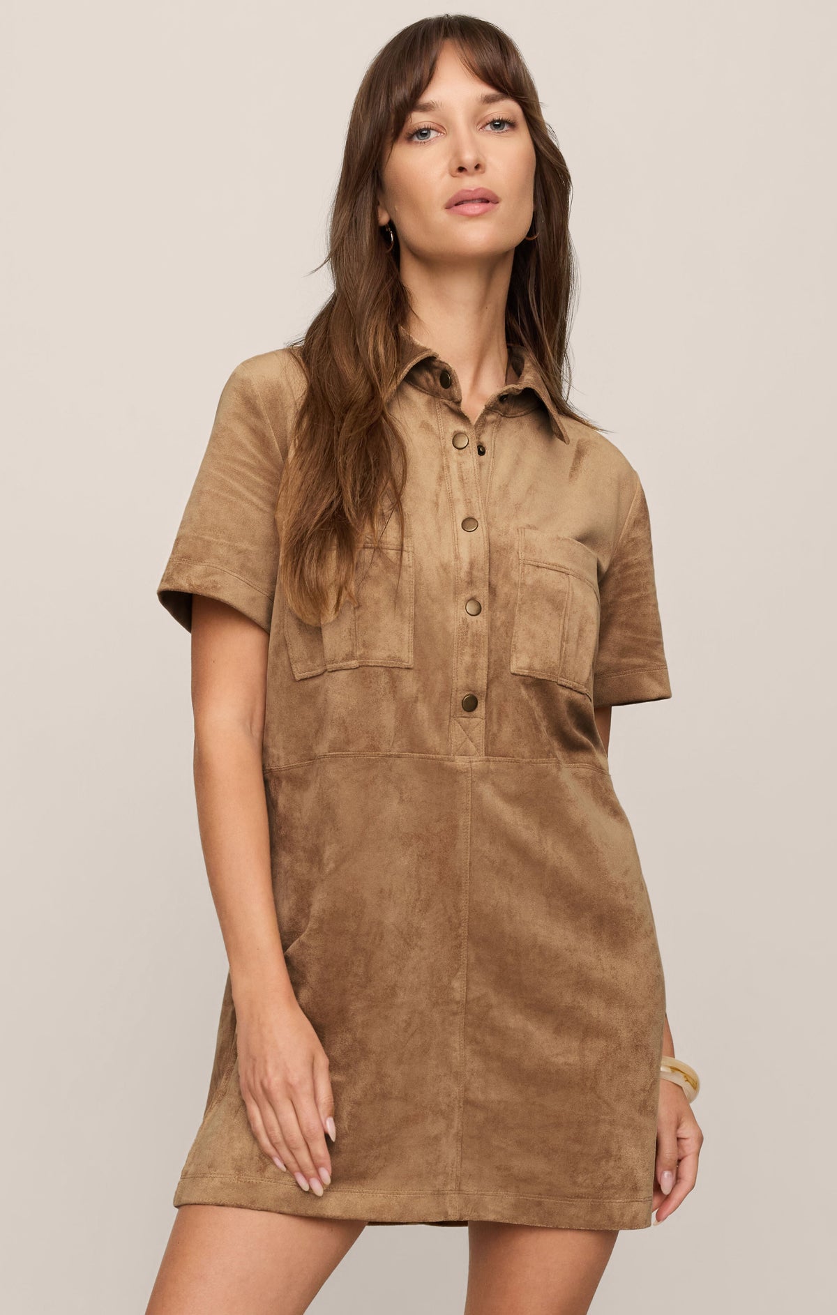 Z SUPPLY Leone Faux Suede Mini Dress - Light Sand