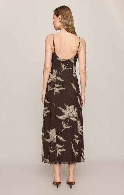Z SUPPLY Charisma Floral Mesh Maxi Dress - Dark Chocolate