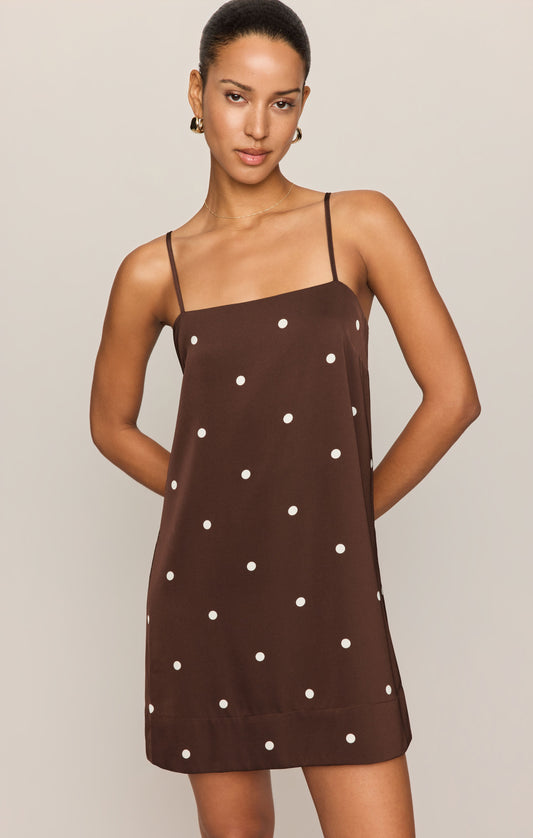 Z SUPPLY Maude Satin Dot Mini Dress - Chocolate Cherry