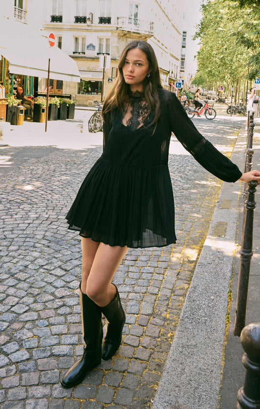 Z SUPPLY After Party Lace Mini Dress - Black