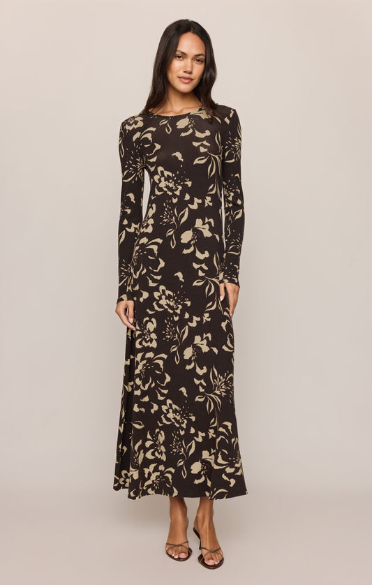 Z SUPPLY Lilian Freya Floral Midi Dress - Dark Roast