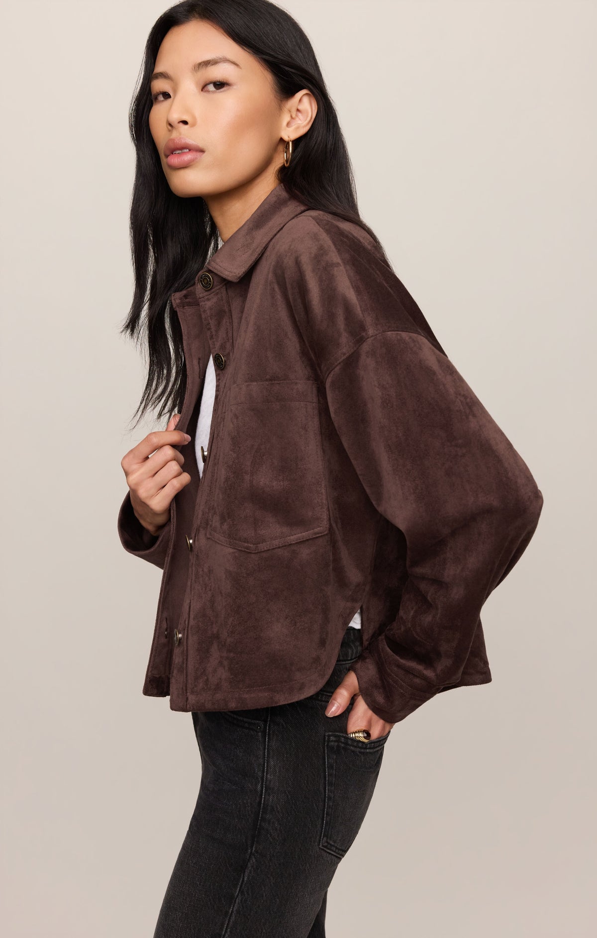 Z SUPPLY All Day Cropped Faux Suede Jacket