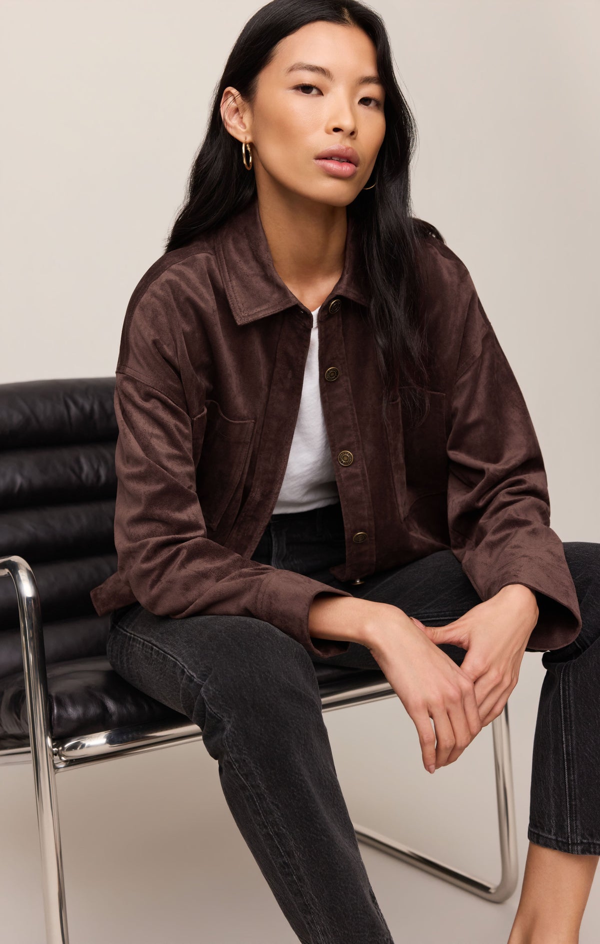 Z SUPPLY All Day Cropped Faux Suede Jacket