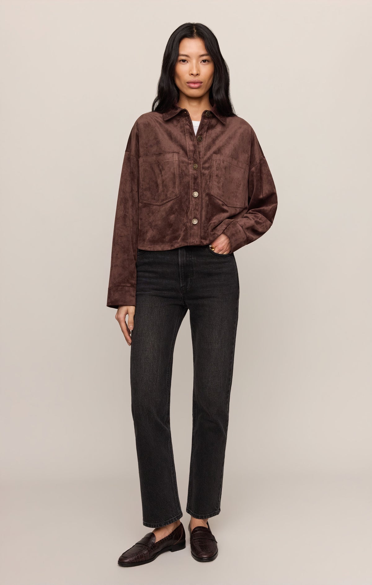 Z SUPPLY All Day Cropped Faux Suede Jacket