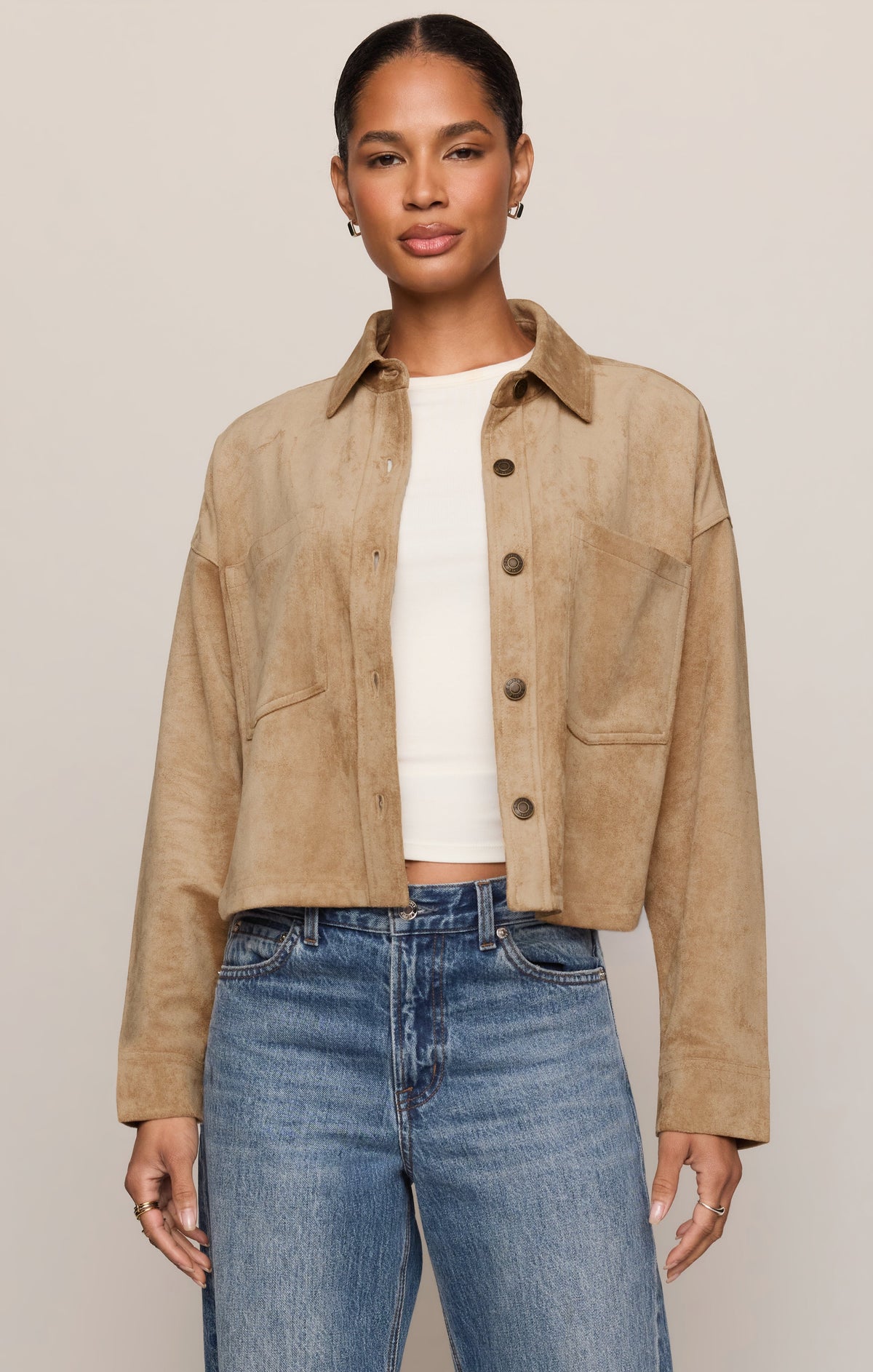 Z SUPPLY All Day Cropped Faux Suede Jacket