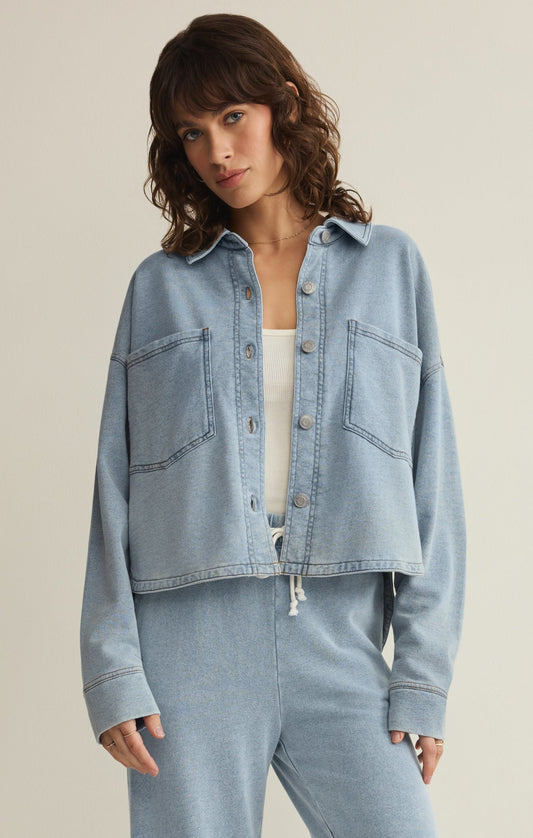 Z SUPPLY All Day Cropped Knit Denim Jacket