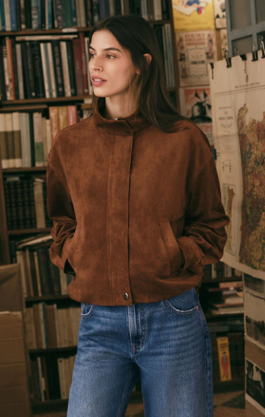 Z SUPPLY Corin Faux Suede Bubble Hem Jacket - Saddle Suede