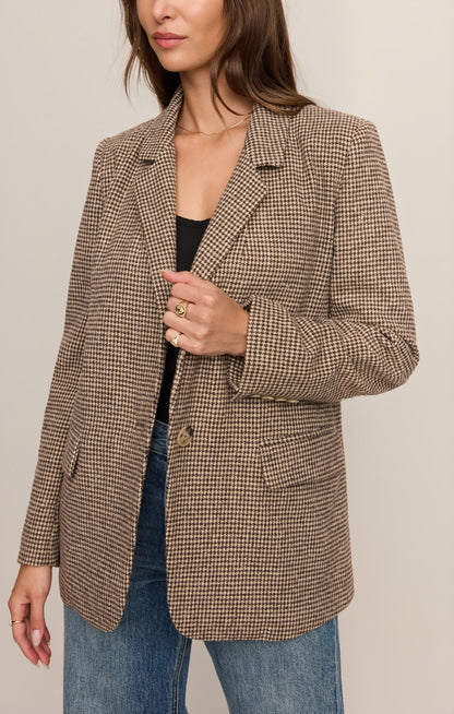 Z SUPPLY Evan Houndstooth Blazer - Dark Chocolate