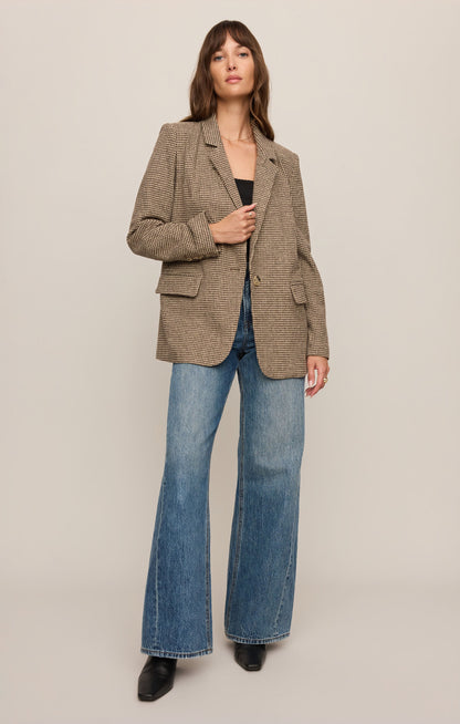 Z SUPPLY Evan Houndstooth Blazer - Dark Chocolate
