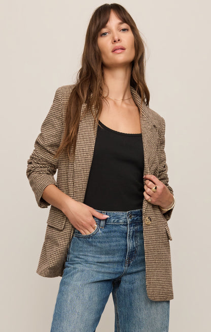 Z SUPPLY Evan Houndstooth Blazer - Dark Chocolate