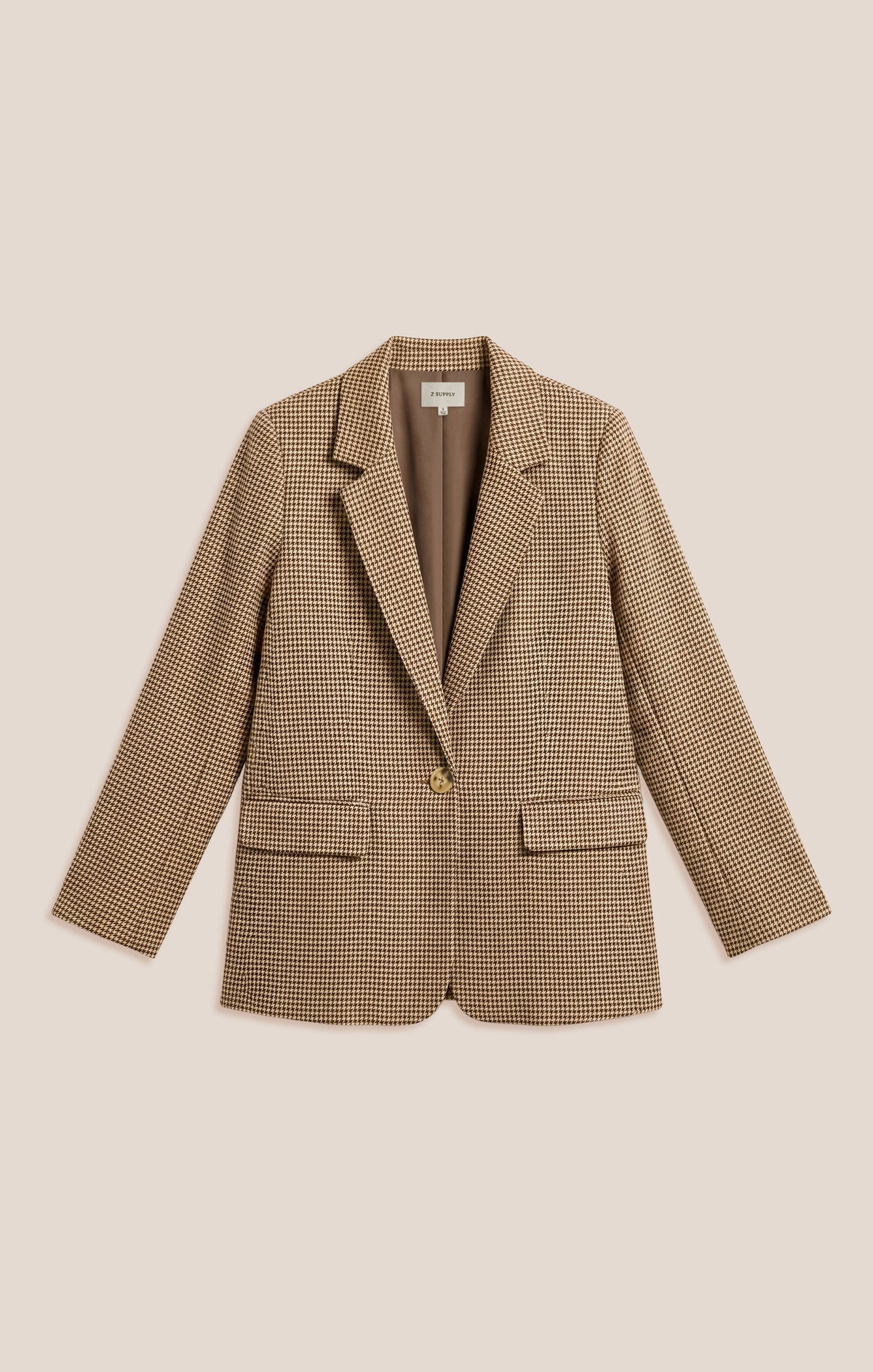 Z SUPPLY Evan Houndstooth Blazer - Dark Chocolate