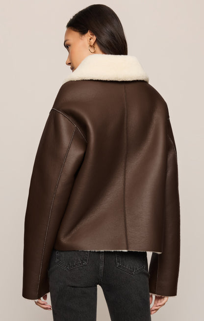 Z SUPPLY Jensen Reversible Faux Shearling Jacket - Dark Chocolate