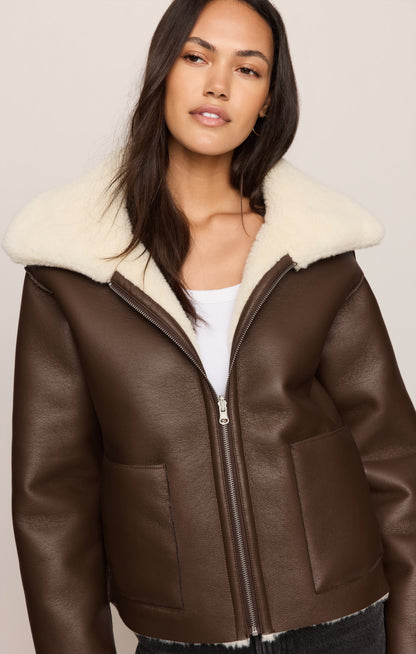 Z SUPPLY Jensen Reversible Faux Shearling Jacket - Dark Chocolate